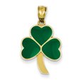 thumbnail image 1 of 14K Yellow Gold Green Enameled Shamrock Pendant, 1 of 2