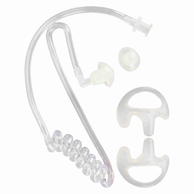 Auricular de tubo acústico con bobina de repuesto ergonómica, transparente y con auriculares.