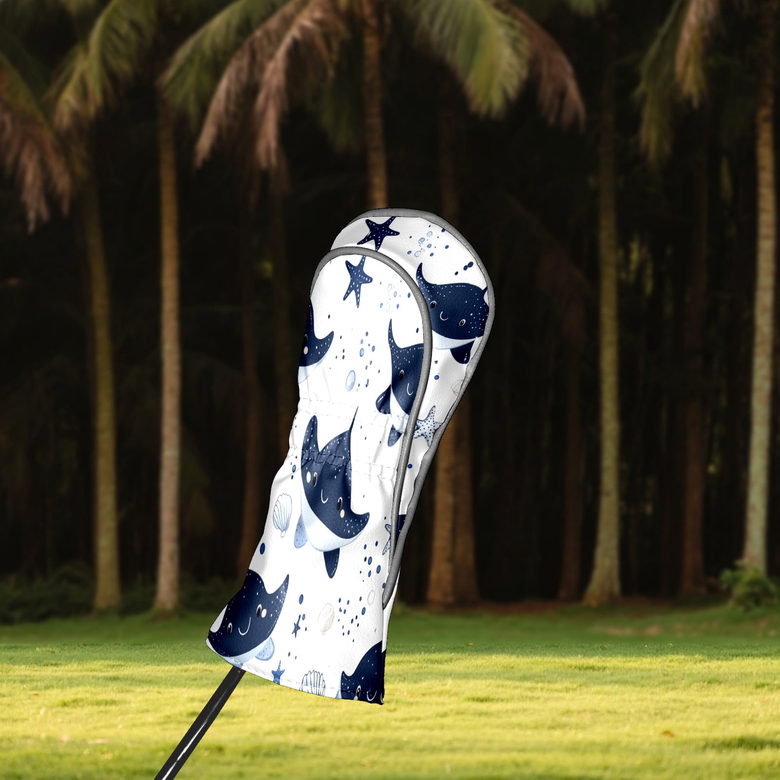 Golf Club Covers PU Leather Waterproof Head Covers for Fairway Woods Hybrids Bat Fish
