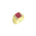 thumbnail image 3 of RYLOS Men's Rings 14K Yellow Gold Designer Style 10X8MM Emerald Cut Shape Gemstone & Diamonds Ruby July Birthstone Rings For Men Size 11, 3 of 4