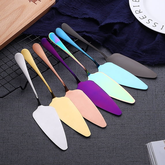 Colorful Stainless Steel Serrated Edge Cake Server Blade Cutter Pie Pizza Shovel Cake Spatula Baking Tool
