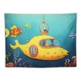 thumbnail image 5 of GOSMITH  Yellow Submarine Tapestry, Nautical Colorful Fish Underwater Jellyfish Seahorse Shells Starfish, Wide Wall Hanging for Bedroom Living Room Dorm, 40x30, 5 of 7
