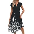 thumbnail image 2 of Fantaslook Summer Dresses for Women Ruffle Sleeve V Neck Midi Dresses Fashion Casual Flowy Vacation Sundress, 2 of 8
