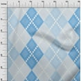 thumbnail image 3 of oneOone Cotton Poplin Medium Blue Fabric Argyle Sewing Material Print Fabric By The Yard 56 Inch Wide, 3 of 4