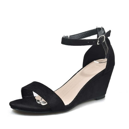 

Women s Open Toe Sandals Cross Strap Buckle Wedge Low Heel Wedges Sandals Summer Walking Slingback Shoes Dress Shoes