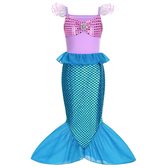 Girls Little Mermaid Ariel Princess Dress Cosplay Costume Children's Party Performance Clothes