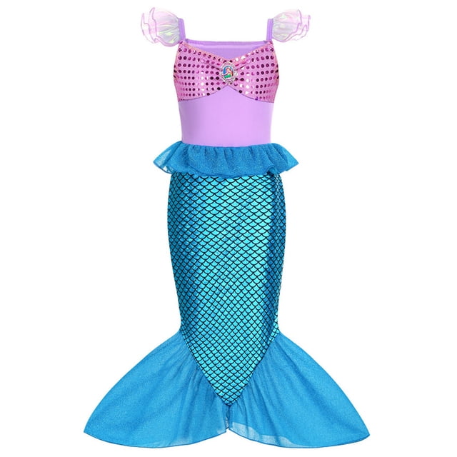 Girls Little Mermaid Ariel Princess Dress Cosplay Costume Children's Party Performance Clothes