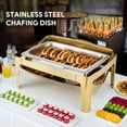 thumbnail image 3 of Wilprep 8.4 qt Roll Top Chafing Dish Buffet Set Stainless Steel Food Warmer Gold, 3 of 12