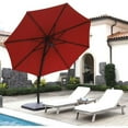 thumbnail image 2 of CozyHom 11 Ft Offset Hanging Outdoor Market Patio Umbrella, Cantilever Umbrella With Base, Big Heavy Duty Base Outside Umbrella, 4" Thick Aluminum Pole, Red, 2 of 20