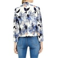 thumbnail image 3 of MODA NOVA Junior's Contrast Lining Open Front Floral Print Blazer White Blue L, 3 of 5