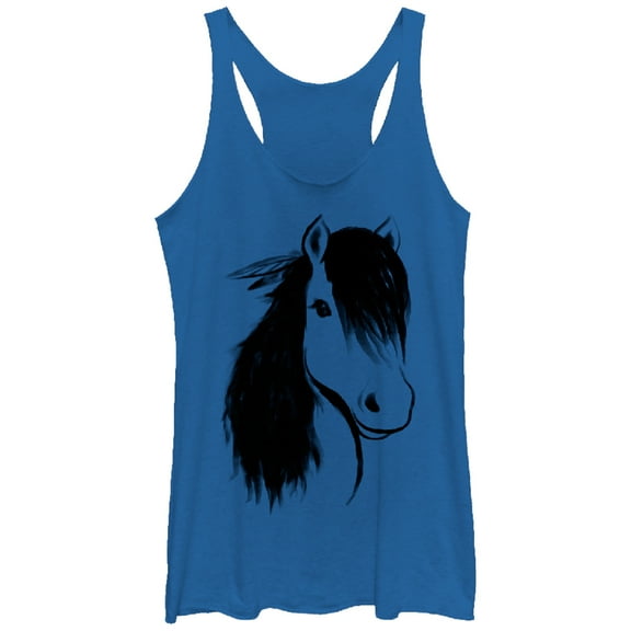 Women's Lost Gods Horse Mane Racerback Tank Top Royal Blue Heather X Large