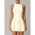 thumbnail image 2 of Womens Tennis Golf Dress with Built-in Bra Shorts Zipper Slim Fit A-Line Hem Skirt Athletic with Pockets Yellow M, 2 of 8