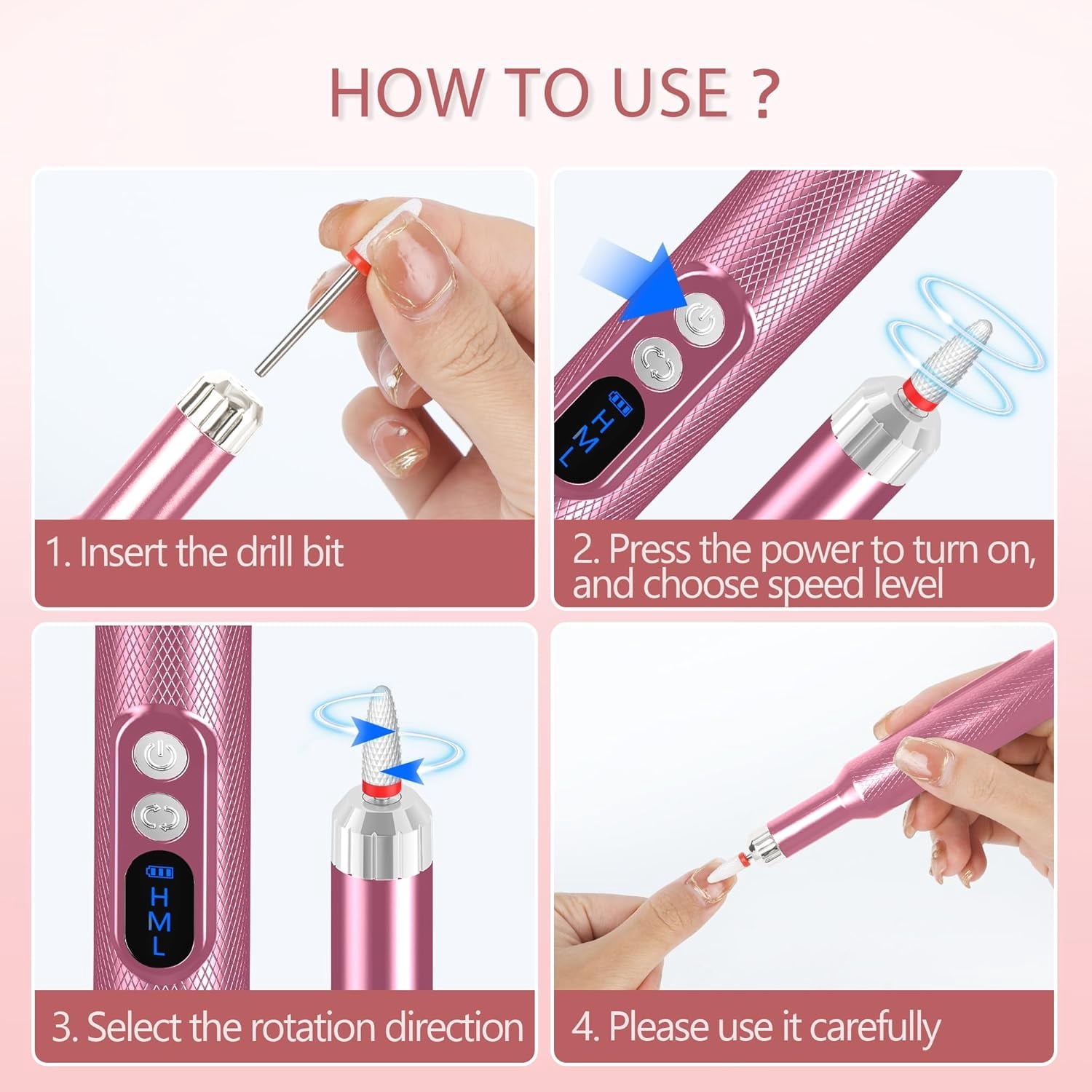 Aorsher Cordless Electric Nail Drill Professional E-File Nail Drill Kit for Acrylic, Gel Nails, Manicure Pedicure Polishing Shape Tools Design for Home Salon Use Gray