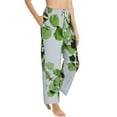 thumbnail image 2 of Balery Watercolor Green Leaves print Women's Pajama Pants,Ultra Lightweight Pjs,Lounge Pant-Medium, 2 of 9