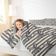 thumbnail image 4 of jejeloiu Ribbon Bow Tie Twin Comforter Sets,Gray Beige Striped Bedding Set For Girl Teens Reversible 2-Piece, 4 of 8