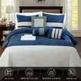 thumbnail image 3 of Cirena Bedding Collection, 12PC Microsuede Comforter Set with Matching Shams, Decorative Pillows, and Sheet Set, Full/Queen Size, Blue, 3 of 7