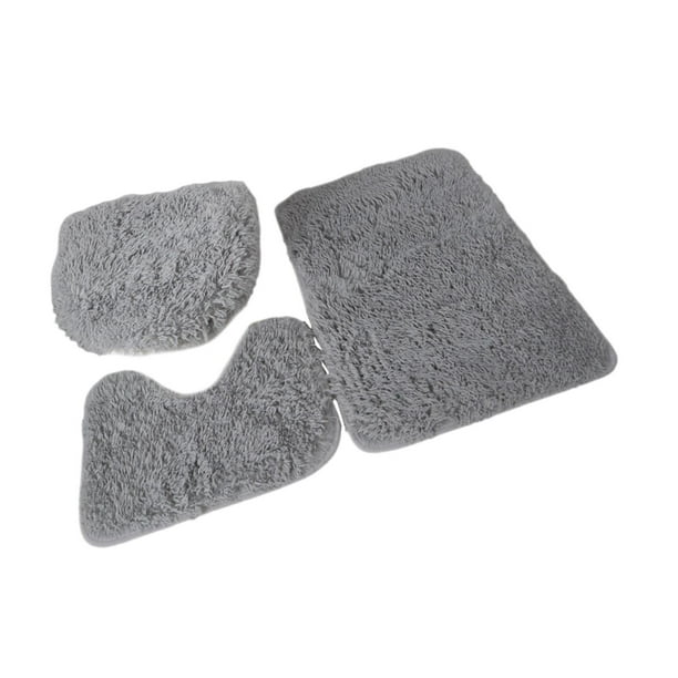 Juego de 3 alfombras de baño absorbentes, alfombrilla para tapa de inodoro, lavables, no absorbentes. gris claro