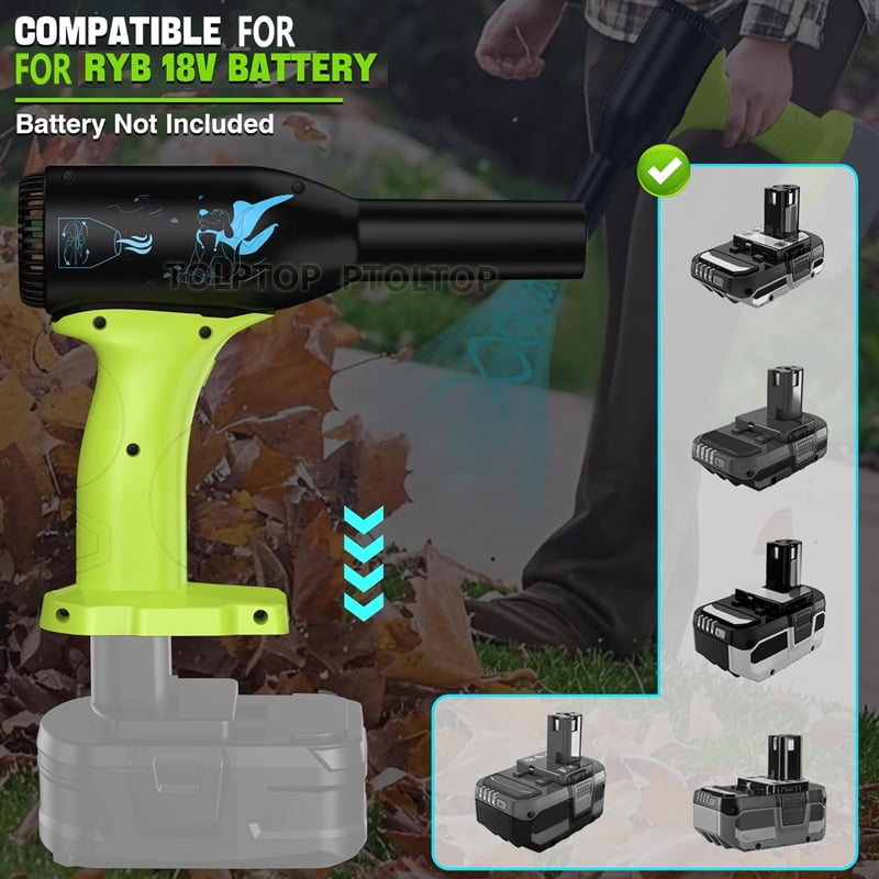 Upgrade 400W Higher speed Mini Jet Blower Turbo Fan for Ryobi One+ 18V Battery, 3-Speed Portable Violent Wireless Fan, for Computer Key Board Cleaning,Car Drying,Camping,Outdoors(No Battery)