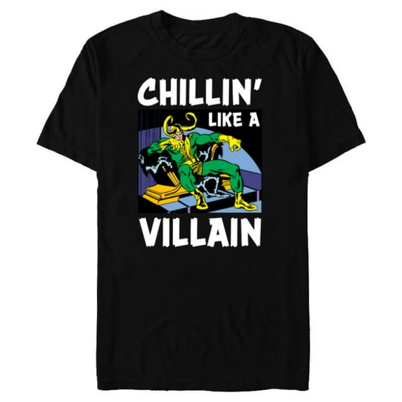 Marvel Loki Chillin' Like a Villain - Short Sleeve Blended T-Shirt for Adults - Customized-Black