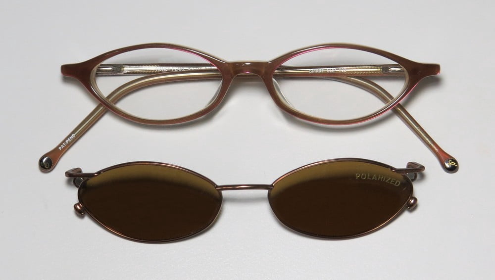 NEW SMARTCLIP 903 MENS/WOMENS CAT EYE FULL-RIM HONEY / PEARL WITH BROWN CLIP-ON CAT EYE WITH POLARIZED FRAME DEMO LENSES 45-15-140 SUNGLASS LENS CLIP-ONS FLEXIBLE HINGES EYEGLASSES/EYEGLASS FRAME