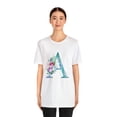 thumbnail image 3 of Letter A Watercolor Flowers Unisex Jersey Short Sleeve Tee, 3 of 12