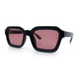 thumbnail image 5 of Retro Thick Plastic Minimal Rectangle Hipster Fashion Sunglasses Black - Burgundy, 5 of 7