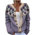 thumbnail image 3 of DDAPJ pyju Western Cardigan Sweaters for Women Aztec Print Open Front Knitted Sweater Button Down Long Sleeve Cardigan Outwear Purple XXXL, 3 of 5