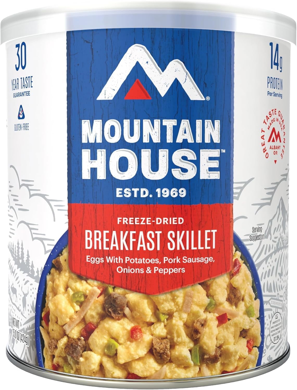 Mountain House Breakfast Skillet Freeze-Dried Meal #10 Can – 8 Servings Each (Pack of 6) – Gluten-Free Survival Food with Eggs, Potatoes & Sausage – 30-Year Shelf Life – Emergency, Camping & Disaster