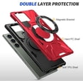 thumbnail image 4 of Shockproof Phone Case for Samsung Galaxy S24 Ultra Case MagFit [Compatible with Magsafe] Ring Stand Hard Back Cover Car Holder Cases 6.8 Protective (S24 Ultra,Red), 4 of 9
