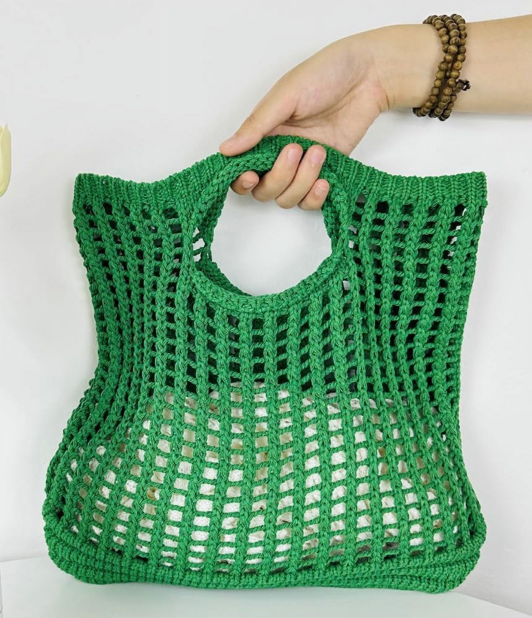 Kukuzhu Women's Handwoven Aesthetic Tote Bag Crochet Handbag Cute Knitted Mesh Beach Bag for Summer Vocation Shopping