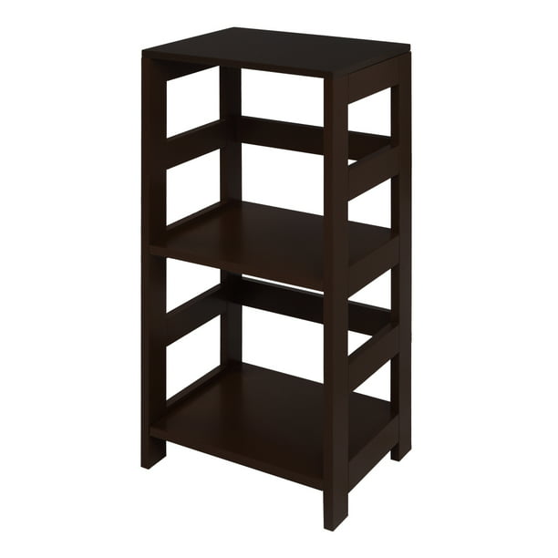 Open Bookcase Display Shelves, Dark Brown Wood Open Bookcases