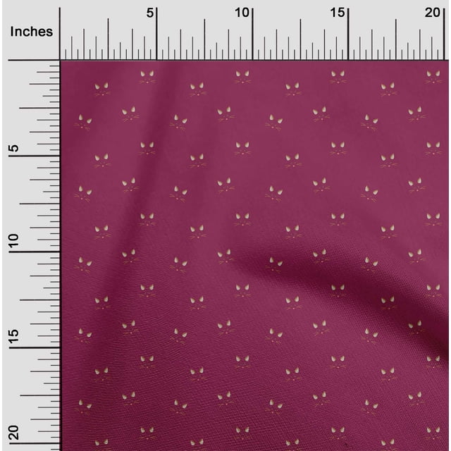 oneOone Tissu Popeline de Coton Imprimé Visage de Chat par Yard 42 Pouces de Large
