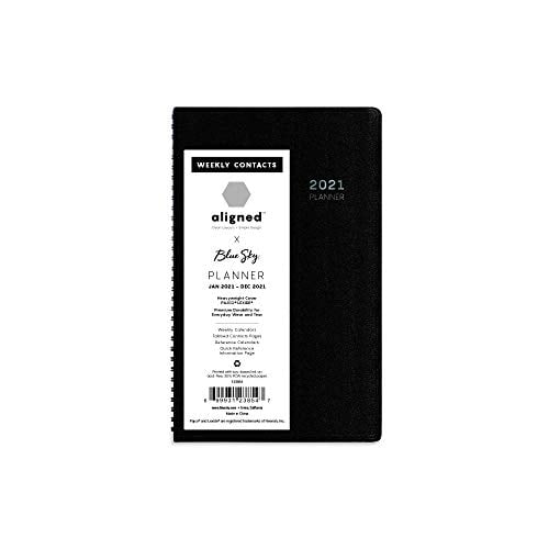 Aligned 2021 Weekly & Monthly Planner 3.5' x 6', Black