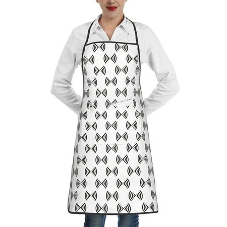 

Qekee Signal Icon Print Adjustable Bib Apron Resistant with Pocket Cooking Kitchen Aprons for Women Men Server Chef Apron