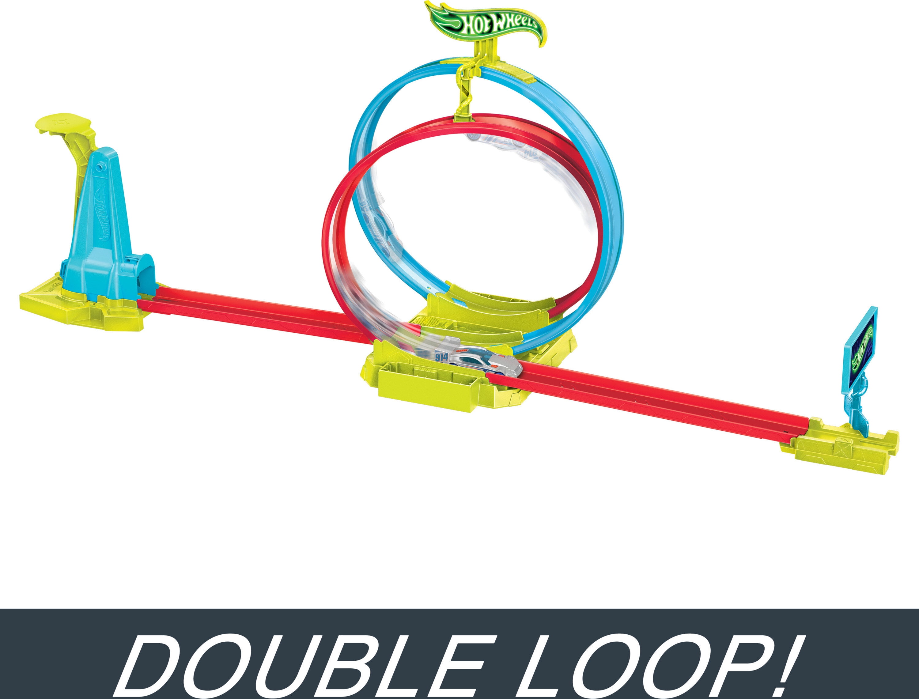 Hot Wheels Neon Speeders Track Set, Laser Stunt Slamway with 1 Car