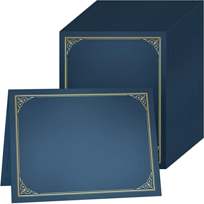 60 Packs Navy Blue Certificate Holders for 8.5x11 Award Certificates