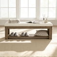 thumbnail image 6 of TRIBEWOOD 55 Inch Upholstered Bedroom Bench with Teddy Fleece Cushion, Farmhouse Solid Wood End of Bed Bench with Storage Shelf, 6 of 6