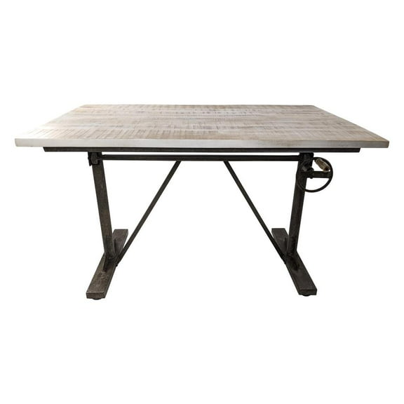 Carolina Living Brio Sit or Standing Adjustable Desk - Natural Driftwood Top - Aged Iron Base