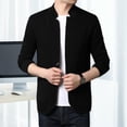 thumbnail image 2 of Stand Collar Long Sleeve Pockets Single Breasted Knitted Jacket Men Spring Autumn Solid Color Office Blazer Coat Male Clothing, 2 of 8