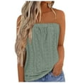thumbnail image 2 of Womens Tank Tops Strapless Loose Fit Solid Color Bandeau Tank Casual Summer Vacation Camisole Tops for Women Green M, 2 of 5