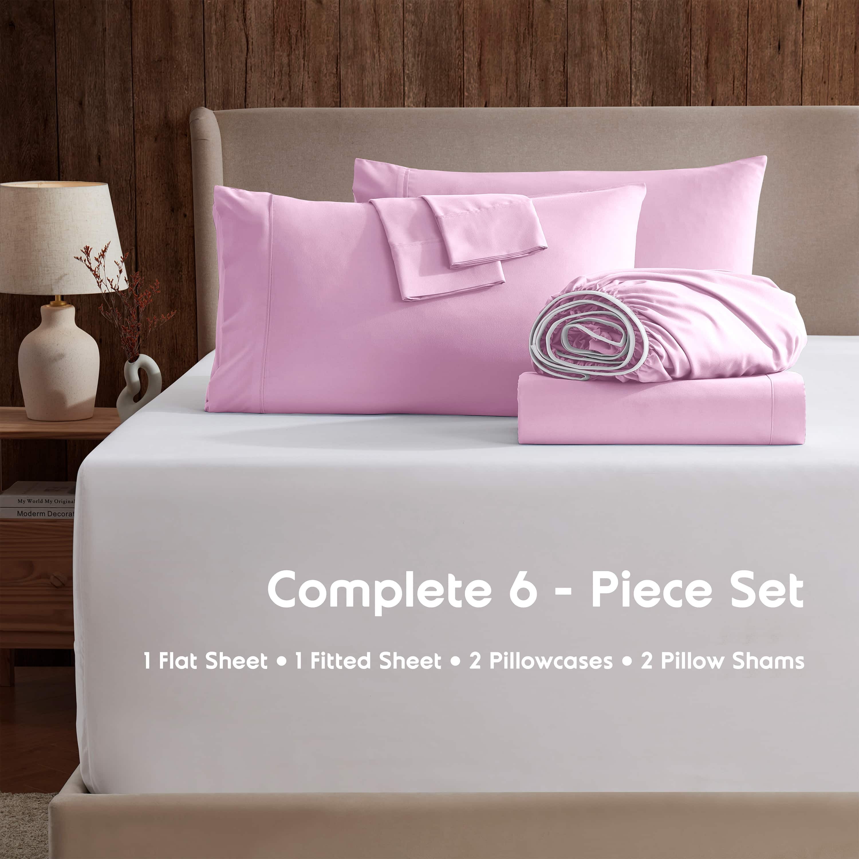 LammaLoe Extra Deep Pocket Queen Sheets set, Fits 18"-24" Mattress, 6 Piece Soft Microfiber Bed Sheet Sets, Lilac