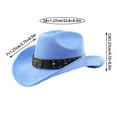 thumbnail image 3 of Fgnfyis Summer Straw Cowboy Hat Rolled Brim Sun Outdoor Western Style Fedora for Men and Women Blue 59.3cm, 3 of 6