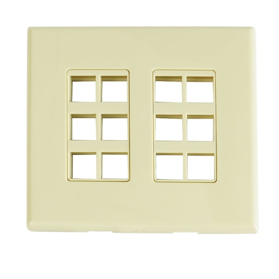 Construct Pro 12-Port Keystone Wall Plate with Screwless Face (Color: Ivory)