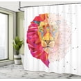 thumbnail image 5 of Ambesonne Geometric Shower Curtain, Lion Head, 69"Wx70"L, White Pink Orange, 5 of 5