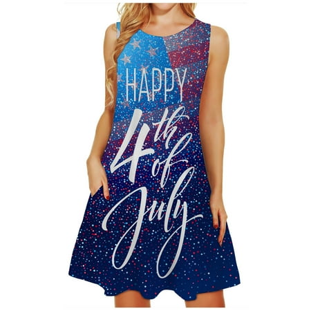 

Black Dresses for Women Prom Dress Womens Summer Leisure Beach Sleeveless Independence Day Printed Dress Savings Clearance Deals Sundresses for Women Formal Dresses for Women Maxi Dress Blue 2XL