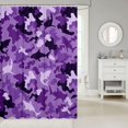 thumbnail image 2 of Manfei Minimalism Camo Shower Curtain 72Wx78L, Countryside Mosaic Shark Bath Curtain, Purple, 2 of 5