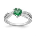 thumbnail image 5 of Auriga Fine Jewelry 925 Sterling Silver Heart-cut Created Emerald and Diamond Ring Size 6 Valentine's Day Gift for Women, 5 of 6