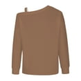 thumbnail image 4 of Bowake Off Shoulder Tops for Women 2023 Casual Loose Long Sleeve Fall Shirts Solid Color Ladies Pullover Blouse, 4 of 5