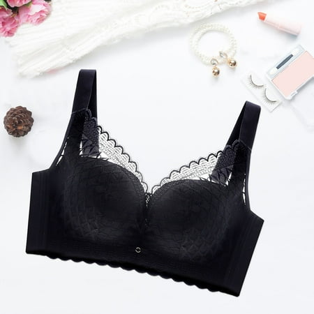 

Riforla Ladies Underwear Soft Underwire Ultra Thin Gathering Adjustable Anti Sagging Bra Large Size Bra Underwear Black 36B