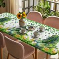 thumbnail image 3 of St. Patrick's Day Table Cloths for 8 Foot Rectangle Tables, Farmhouse Green Boots Daisy Clovers Patio Waterproof Elastic Fitted Tablecloths, Washable Rectangular Table Cover for Camping, 3 of 8